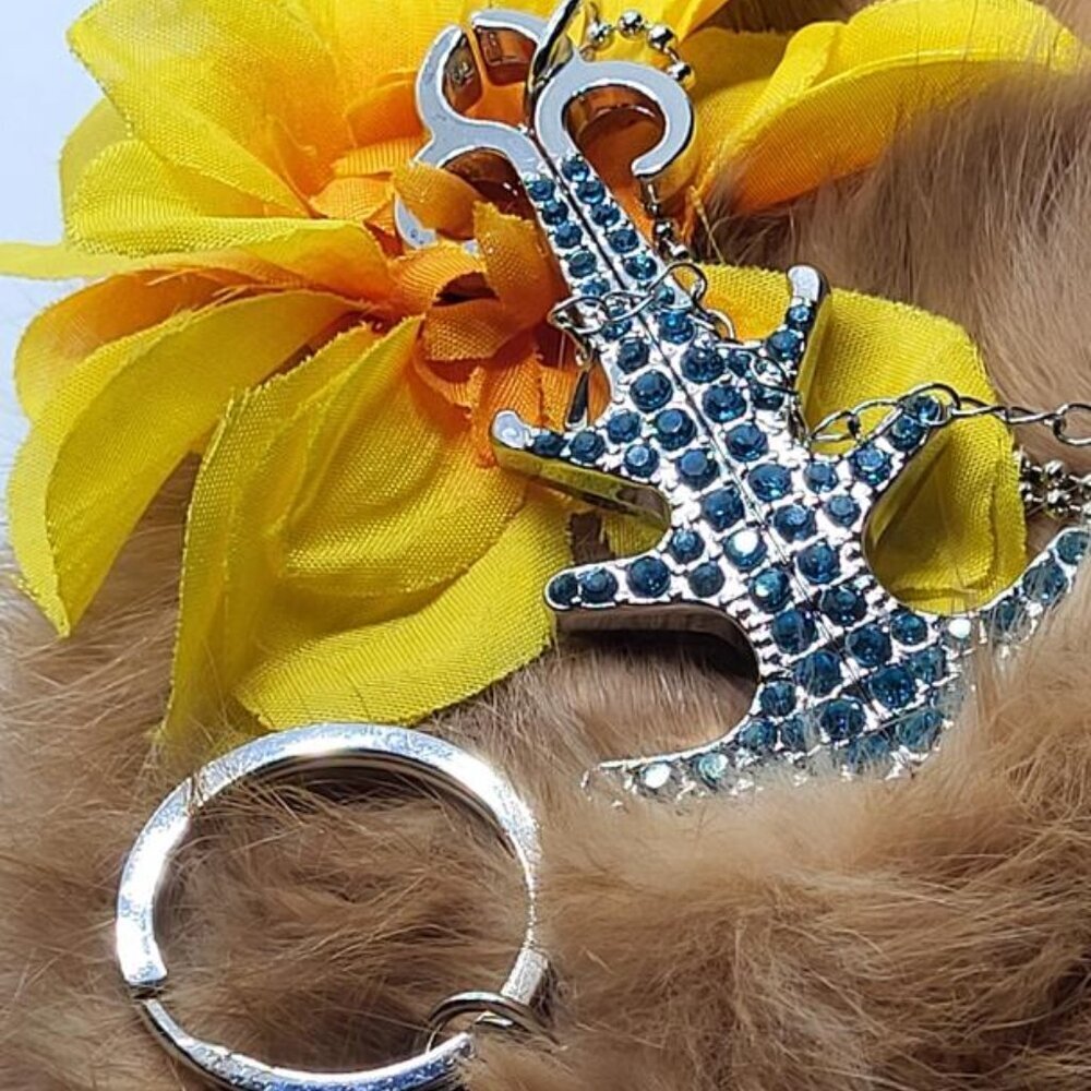 New, Blue Austrian Crystal Enameled Anchor Conertable Pendant Necklace - Picture 3 of 7